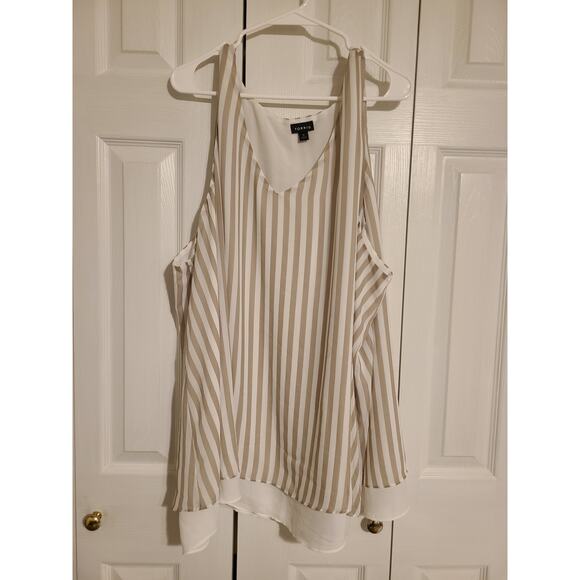 Torrid size 5 women's plus size taupe and white stripe chiffon double layer top - Picture 1 of 6